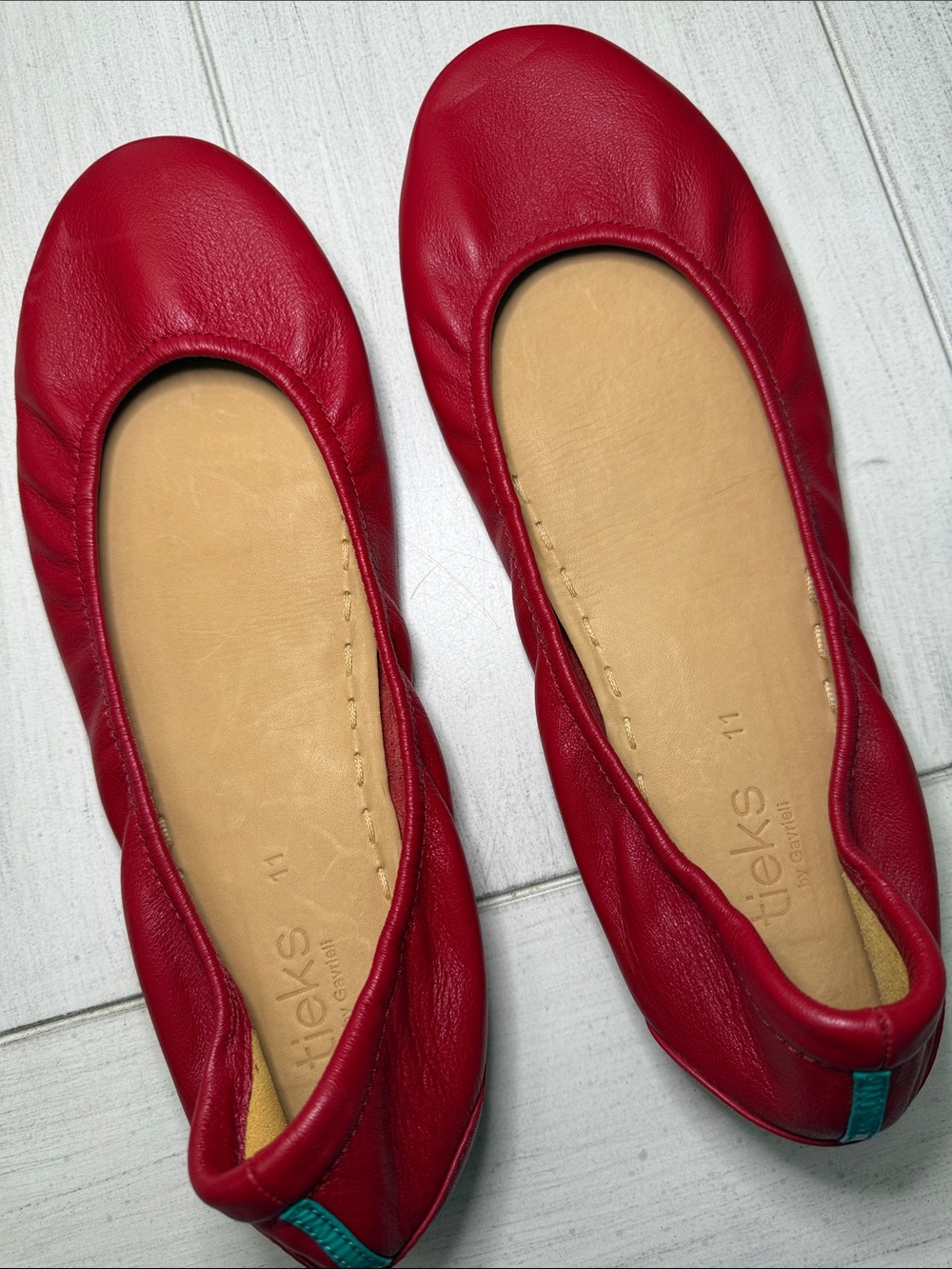 Tieks True Love Red Leather Ballet Flats Size 11: Worn once. - Picture 3 of 4